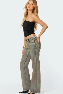 Boot Cut Low Rise Mud Washed Jeans