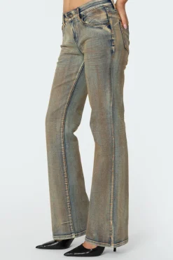 Boot Cut Low Rise Mud Washed Jeans