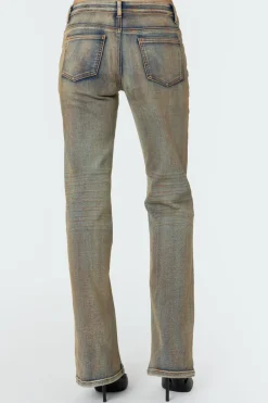 Boot Cut Low Rise Mud Washed Jeans