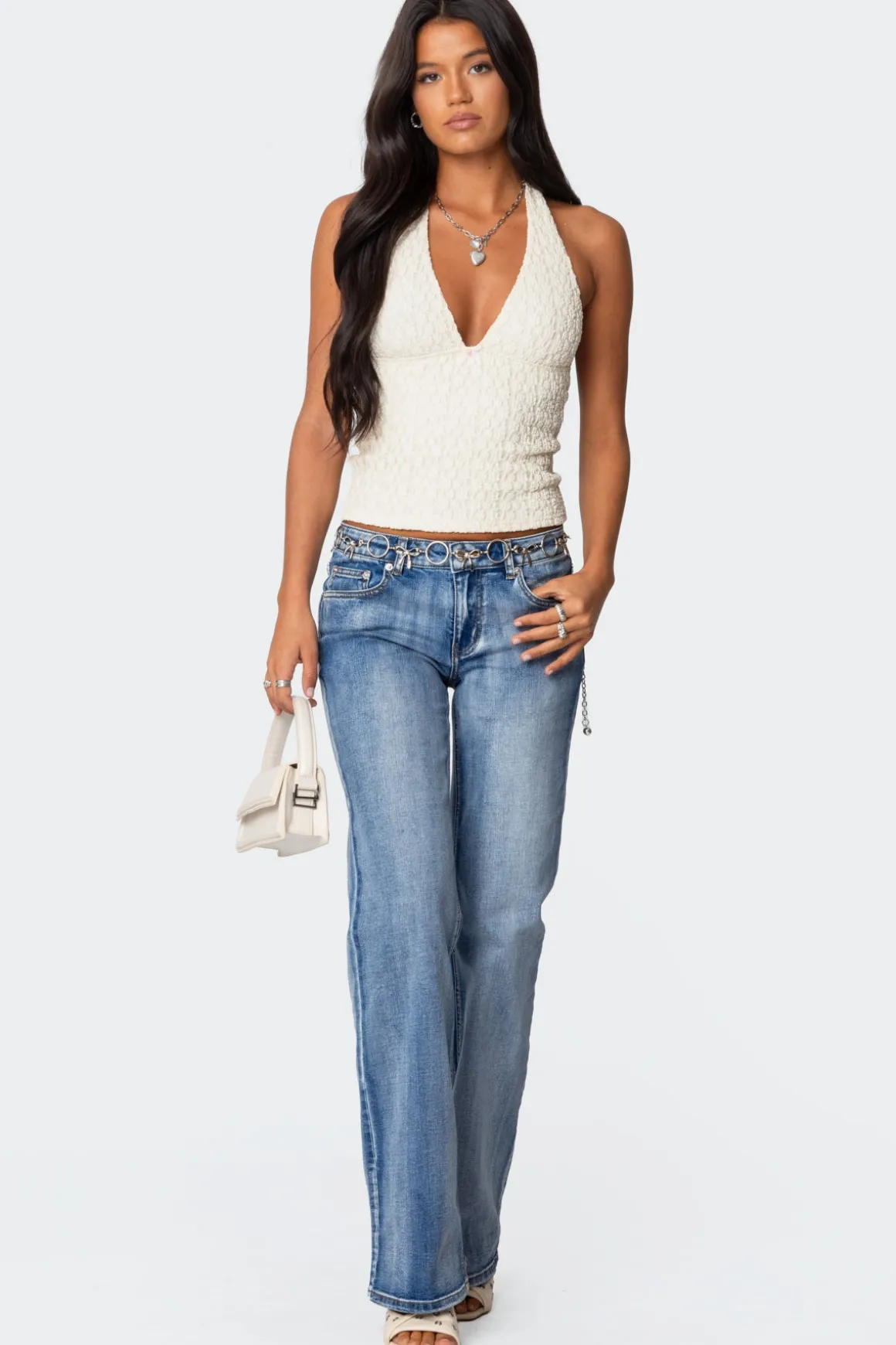 Boot Cut Washed Low Rise Jeans