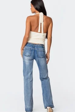 Boot Cut Washed Low Rise Jeans