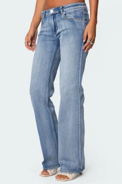 Boot Cut Washed Low Rise Jeans