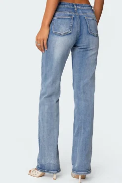 Boot Cut Washed Low Rise Jeans