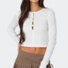 Bow Cut Out Pointelle Top