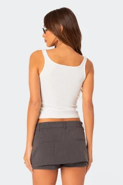 Bow Cutout Pointelle Tank Top