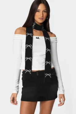 Bow Knit Skinny Scarf
