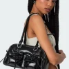 Bow Pocket Faux Leather Shoulder Bag