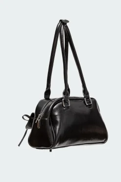 Bow Pocket Faux Leather Shoulder Bag