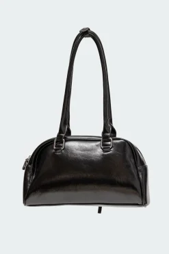 Bow Pocket Faux Leather Shoulder Bag