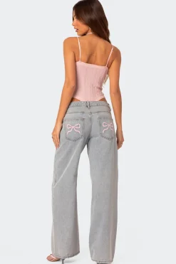 Bow Pocket Relaxed Jeans