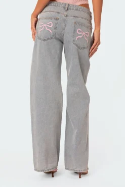 Bow Pocket Relaxed Jeans
