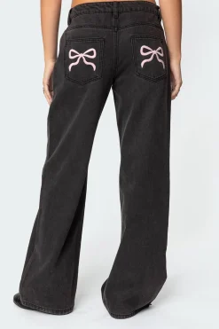 Bow Pocket Relaxed Jeans