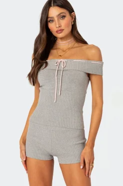 Bow Time Fold Over Knit Top