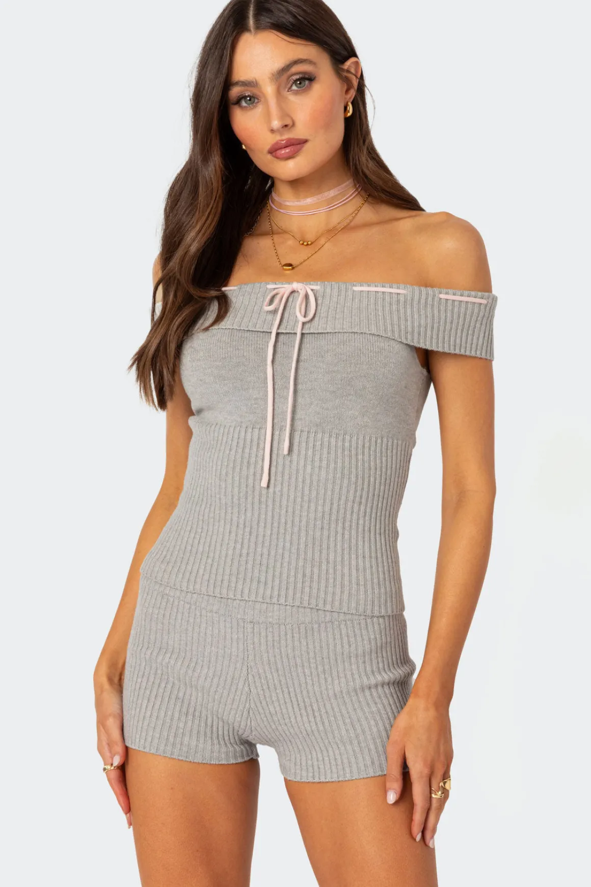 Bow Time Fold Over Knit Top