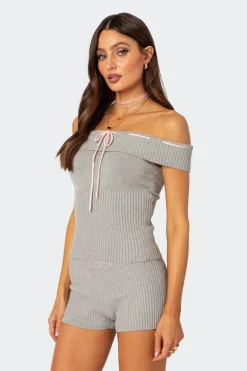 Bow Time Fold Over Knit Top