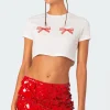Bowie Embroidered Cropped T Shirt