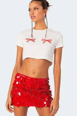 Bowie Embroidered Cropped T Shirt