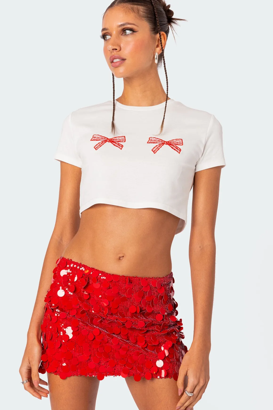 Bowie Embroidered Cropped T Shirt