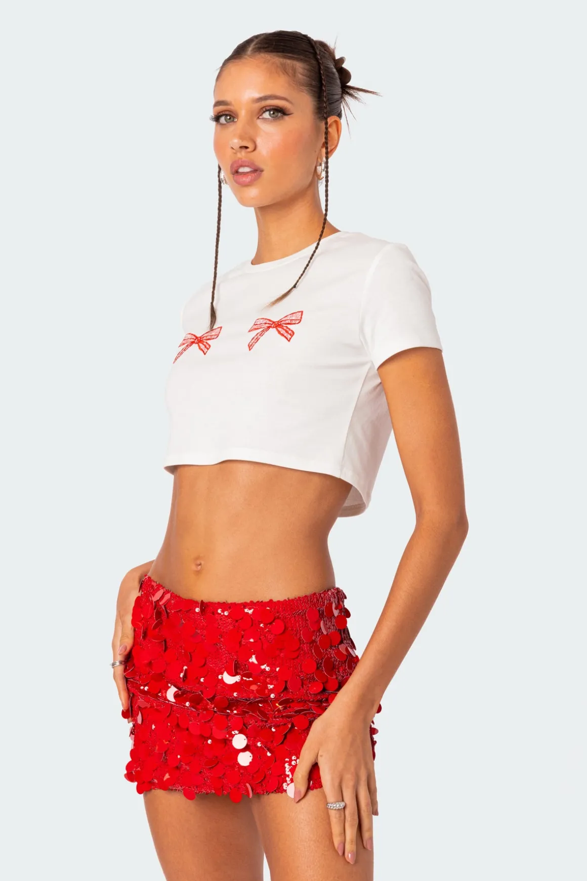 Bowie Embroidered Cropped T Shirt