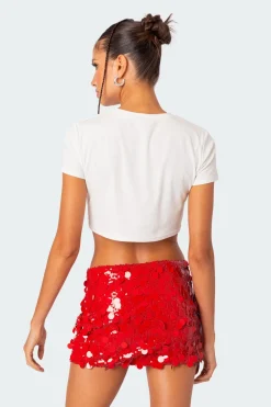 Bowie Embroidered Cropped T Shirt