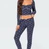 Bradley Bow Print Ribbed Pajama Leggings