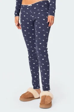 Bradley Bow Print Ribbed Pajama Leggings