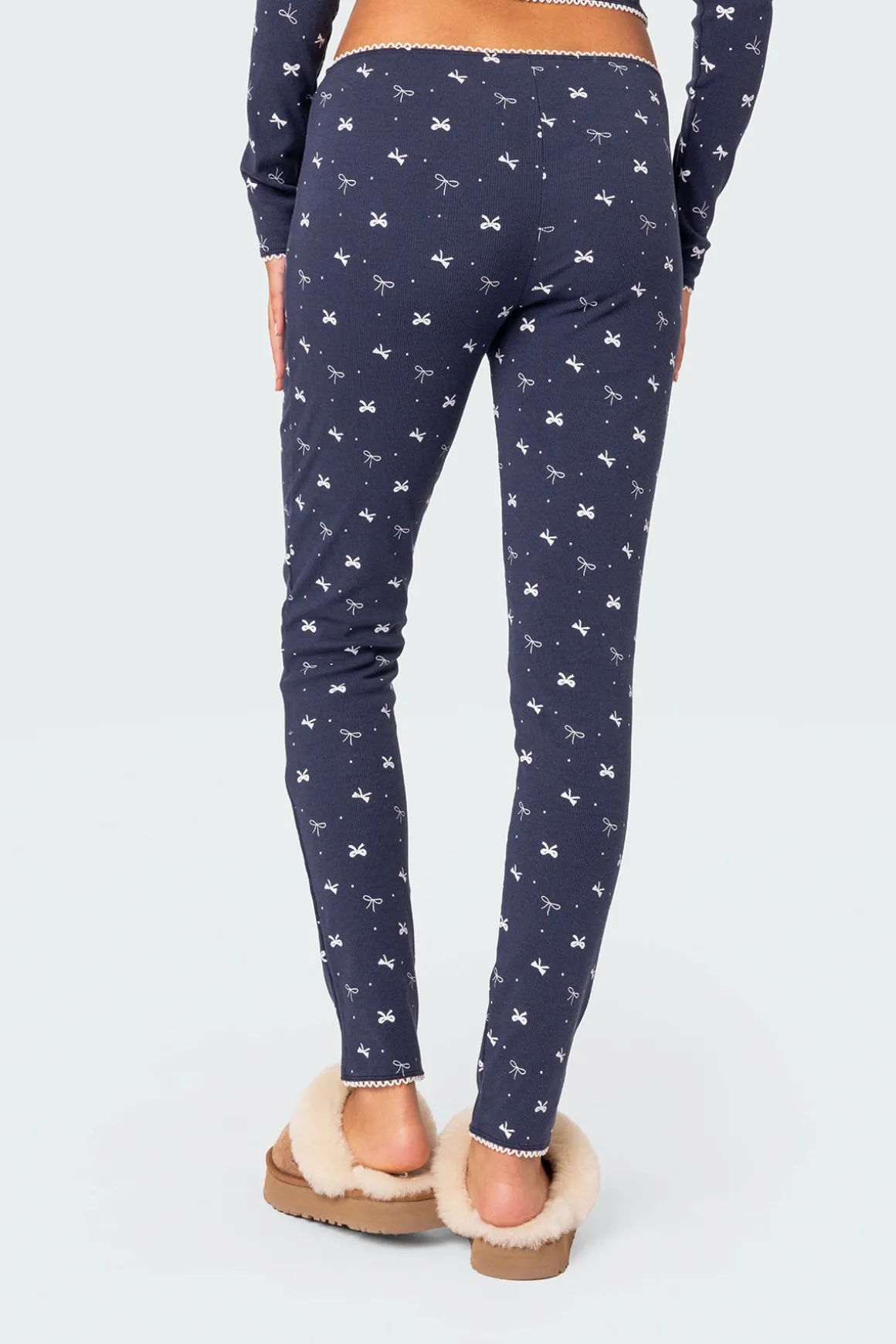Bradley Bow Print Ribbed Pajama Leggings