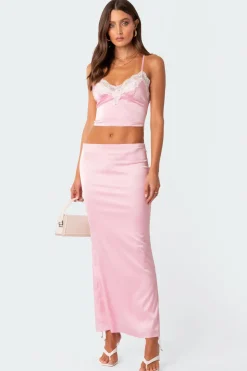 Brandi Lace Trim Satin Tank Top