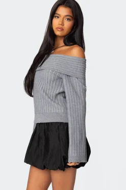 Brandy Fold Over Ribbed Sweater