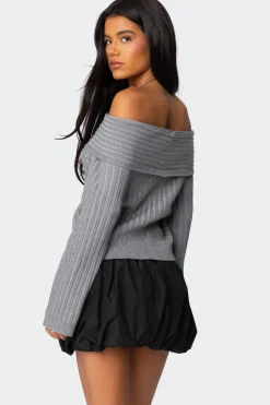 Brandy Fold Over Ribbed Sweater