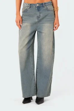 Braya Washed Low Rise Baggy Jeans