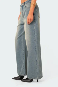 Braya Washed Low Rise Baggy Jeans