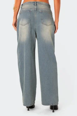 Braya Washed Low Rise Baggy Jeans