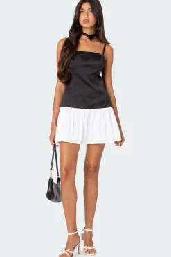 Brier Drop Waist Satin Mini Dress