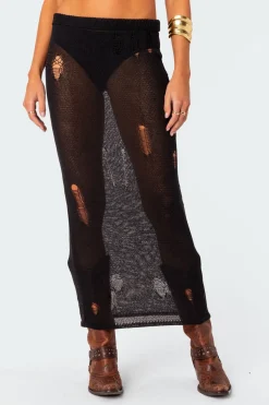 Britt Distressed Knit Maxi Skirt