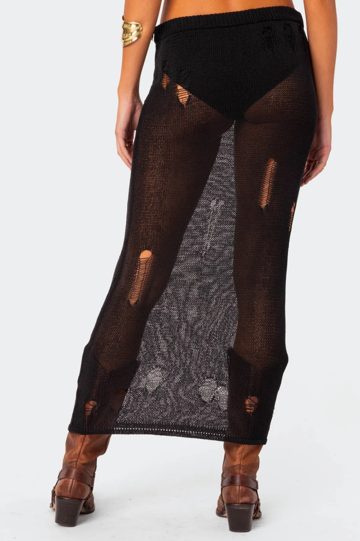 Britt Distressed Knit Maxi Skirt