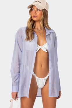 Bryce Oversized Sheer Button Up Shirt