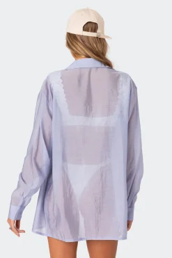 Bryce Oversized Sheer Button Up Shirt