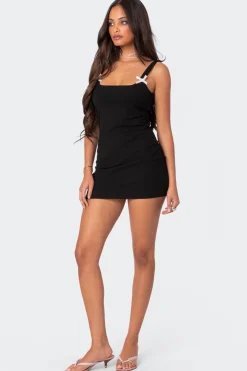 Bryna Ribbed Bow Mini Dress