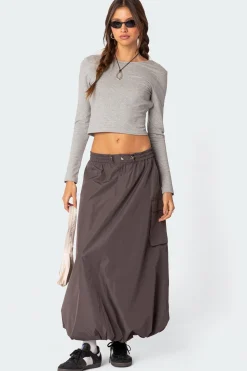 Bubble Cargo Nylon Maxi Skirt