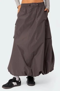 Bubble Cargo Nylon Maxi Skirt