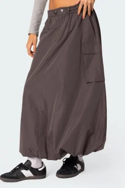 Bubble Cargo Nylon Maxi Skirt