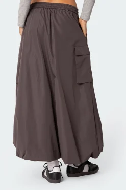 Bubble Cargo Nylon Maxi Skirt