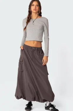 Bubble Cargo Nylon Maxi Skirt