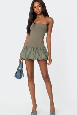 Bubble Skirt Ribbed Mini Dress