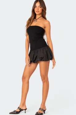 Bubble Skirt Ribbed Mini Dress