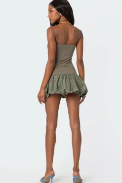 Bubble Skirt Ribbed Mini Dress