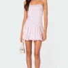 Bubble Skirt Satin Mini Dress