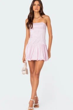 Bubble Skirt Satin Mini Dress