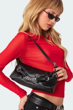 Buckle & Chain Shoulder Bag
